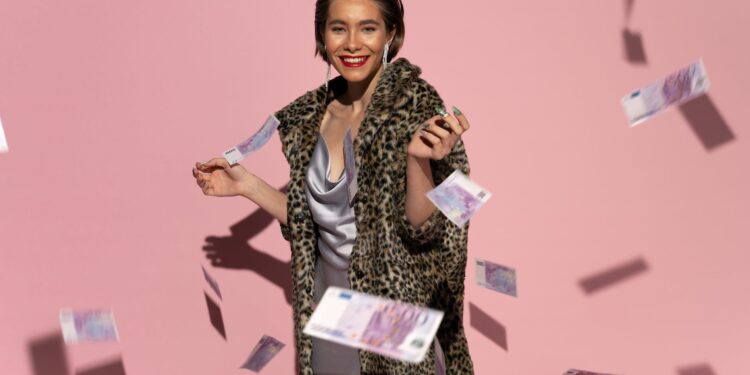 smiling woman in fur coat posing