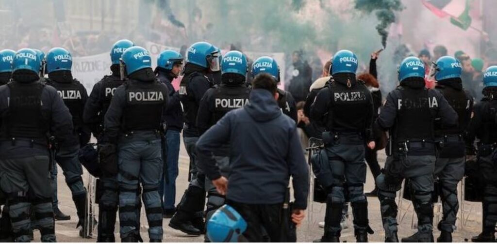 police block protesters at verona italy ANA Times